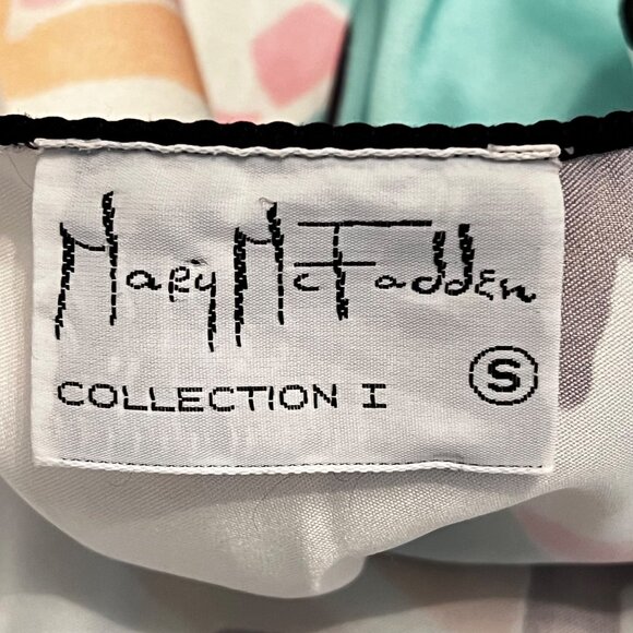 Mary McFadden Collection I Silky Kimono Robe Geometric Abstract Print Satin S - Picture 5 of 15